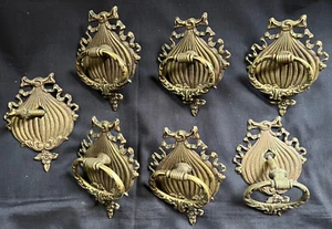 Lot Of 5 Antique Cast Brass Bail Ring Pull Single Hole- 2 Additional Are Broken - Picture 1 of 7
