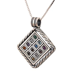 Kabbalah Pendant with Breastplate stones Hoshen Silver 925 Jewish Jewelry Gift - Picture 1 of 5