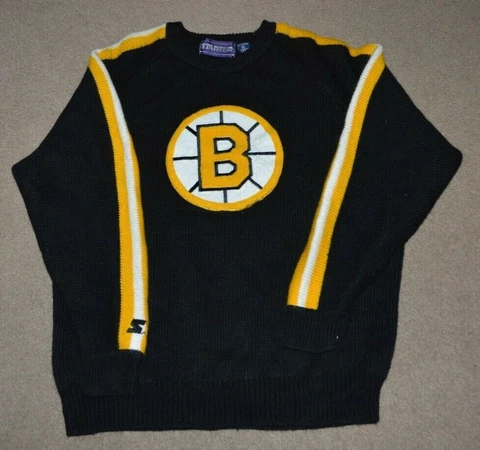 Vtg Boston Bruins Starter Acrylic NHL Hockey Sweater XL Cover