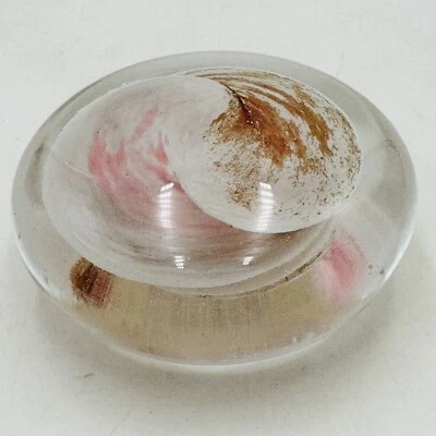 Pisapapeles de vidrio artístico Tweedsmuir blanco rosa redondo abstracto Escocia 1,5" Dodds Foto 1 de 4