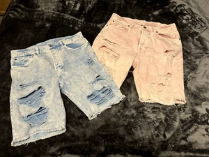 Divided men's denim shorts, 1 pair blue and 1 pair pink, great condition - Picture 1 of 3
