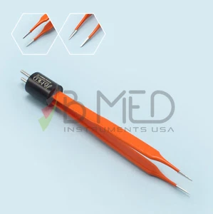 Fórceps bipolares McPherson aislados antiadherentes 4" punta recta oftálmica de 0,5 mm - Imagen 1 de 5