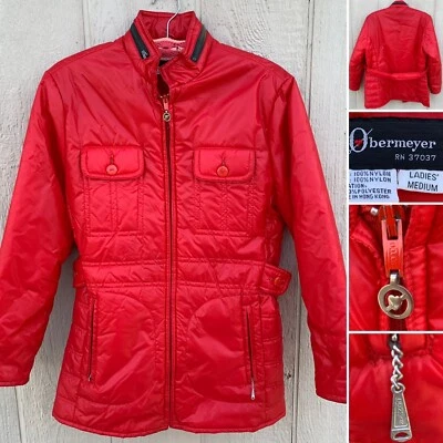 Abrigo Chaqueta Esquí Obermeyer Rojo Brillante Nylon De Colección Damas Mediano Años 70 80 Años 70 Foto 1 de 4