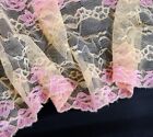 Yellow Pink 2 Tone 5.5' Lingerie Embroidered Wide Delicate Soft Lace 3 Yard Lot