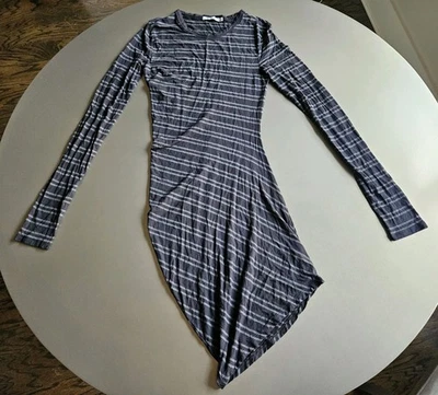 Vestido Alexander Wang Negro Y Gris Rayas Manga Larga Talla Pequeña Foto 1 de 4