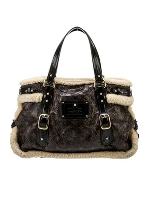 Louis Vuitton Shearling Thunder Bag Purse Fur Sherpa Brown Monogram Limited Logo - Image 1 of 4