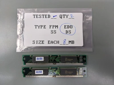 (2) Allied Micro 8MB EDO SIMMs, 72-pin RAM Memory Sticks (16MB Total) - Image 1 of 3