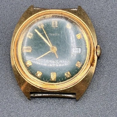 РЕДКИЕ 1970-е Timex Зеленый Датированный Циферблат Часы Marlin, 34 мм, Ручной Завод - Изображение 1 из 4