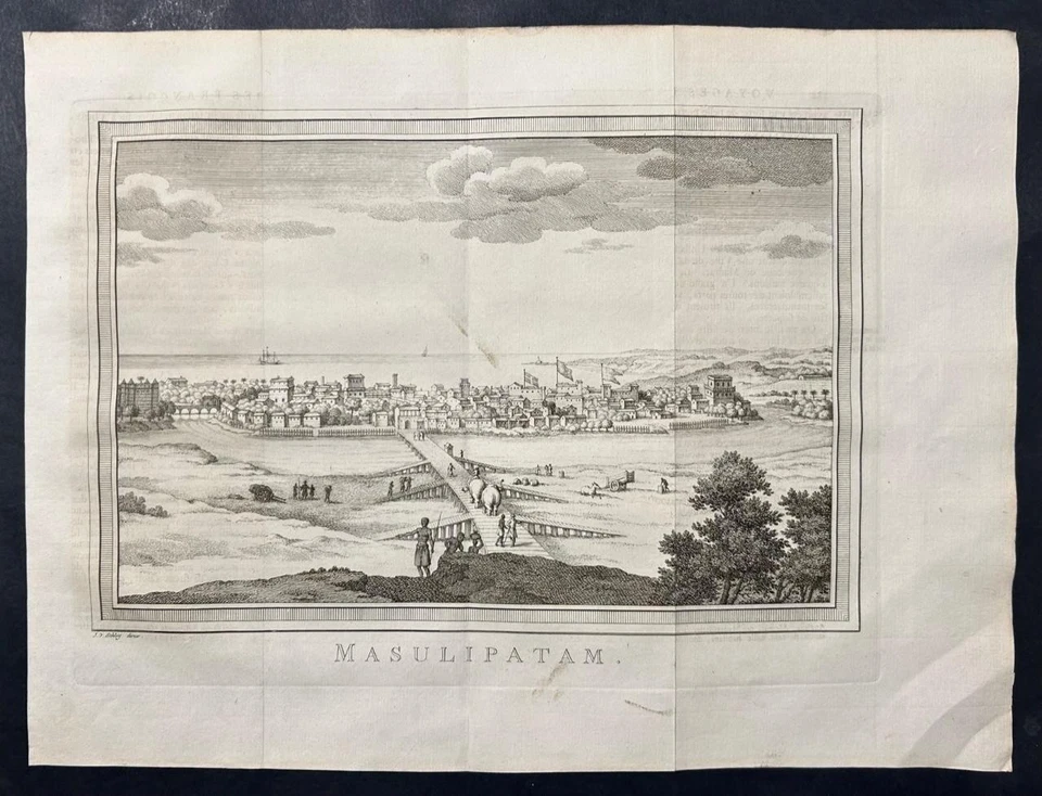 MACHILIPATNAM INDIA 1753ca BELLIN & VAN SCHLEY ANTIGUO COBRE GRABADO VISTA Foto 1 de 1