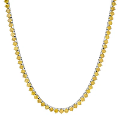 10Ct Round Cut Lab Created Diamond Tennis Necklace 14K Yellow Gold Plated 18" - Image 1 of 3