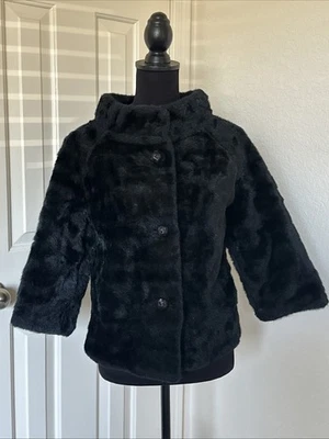 Vintage Black Winter Brand Faux Fur Black Coat Womens Size medium 1950’s - Image 1 of 4