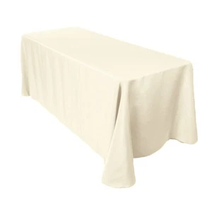5 pc 90"x156" Rectangular Cloth Fabric Linen Tablecloth - Ivory - Wedding bh - Picture 1 of 8