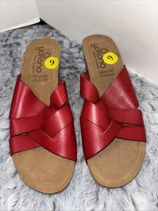 Yokono Red leather Cork Wedge Heel Slip On Sandal. Size 9 NWT - Picture 1 of 5