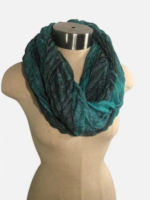 Шарф Infinity бирюзовый и черный металлик мишура блестящий - Изображение 1 из 3
