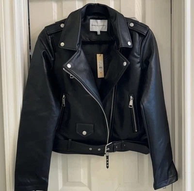 Chaqueta de cuero sintético liso Rebecca Minkoff Jett Moto nueva con etiquetas - Talla: M Foto 1 de 4