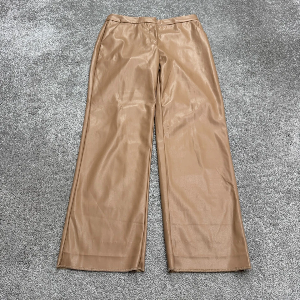 Alexia Admor Faux Leather Trouser Pants Women 9 Tan Camel Straight Leg High Rise - Image 1 of 4
