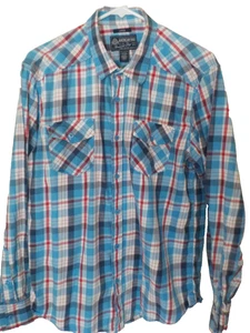 American Rag Men's L/S Plaid Red/White/Blue Button-up Shirt Size Large - Picture 1 of 4