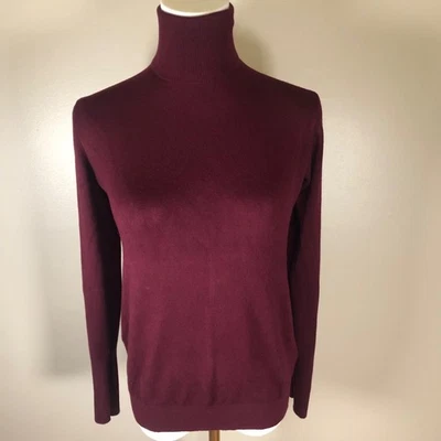 Zara Fine Knit Burgundy Turtleneck With Gold Studded Cuffs Size XL - Image 1 of 4