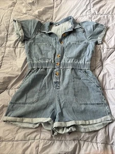 Gianni Bini Denim Strampler Damen XLarge Flight Suit Medium Wash Modern Streetwear - Bild 1 von 3