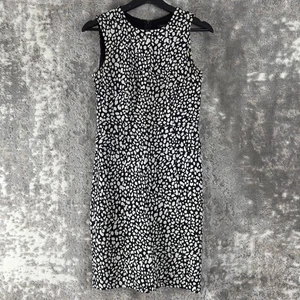 Ann Taylor Size 0 Abstract Mini Sheath Dress Black White Sleeveless Zip Lined - Picture 1 of 10