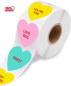 500 PCS Valentines Day Heart Stickers for Kids, Happy Valentines Day Love Sticke - Picture 1 of 12