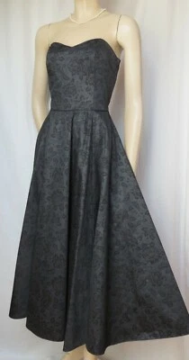 Laura Ashley Kleid 38 40 schwarz anthrazit Hochzeit Cocktail vintage Ball Blumen - Bild 1 von 4