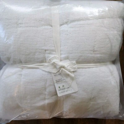 Edredón Pottery Barn Europeo Lino Waffle Queen Nuevo Blanco Foto 1 de 3