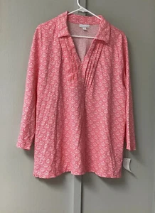 Charter Club Women’s Size XXL Coral Collar V-Neck Tunic Top 3/4 Sleeve New - Picture 1 of 24