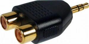 3.5mm Mini Jack Stereo to 2 x RCA Phono Adapter GOLD - Picture 1 of 3