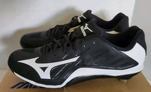 Men's Mizuno Heist IQ Low 320501 Black /White Metal Cleats Size 12.5 Free Ship - Picture 1 of 9