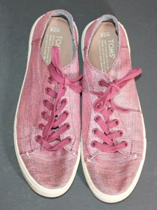 TOMS Lenox Womens Sz 7.5 Shoes Pomegranate Woven Melange Lace Up Casual Sneakers - Picture 1 of 4