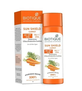 Biotique Bio Carrot Face And Body Sun Lotion All Skin Type SPF 40 Uva/Uvb, 120Ml - Picture 1 of 6