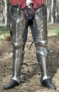 Steel Larp Greaves Medieval Armour Leg Guard Knight Gothic Man Halloween Costume - Picture 1 of 6