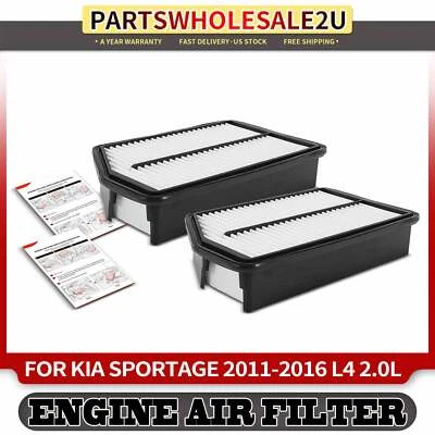 2x New Engine Air Filter for Kia Sportage 2011 2012 2013 2014 2015 2016 L4 2.0L - Image 1 of 4