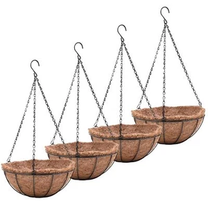 Outdoor Metal Hanging Planters Basket (4pack, 16 inch) Hanging Baskets for Pl... - Picture 1 of 7