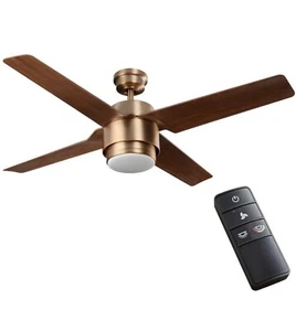 52 inch Color Changing LED Matte Brass Outdoor Ceiling Fan with Light and Remote - Picture 1 of 8