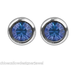 September Birthstone 4mm Sapphire Crystal Gem Ear Studs Earrings + gift bag - Picture 1 of 2