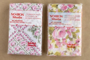 Vintage Selected Seconds No Iron Muslin Rose Standard Pillowcases 2 Packs of 2 - Picture 1 of 4