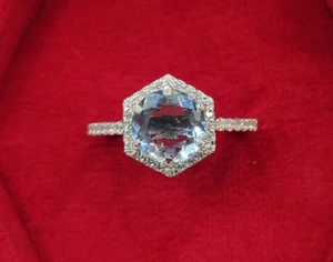 1.80 Ct Aquamarine Round Engagement Ring In 925 Sterling Silver,Anniversary Ring - Picture 1 of 4