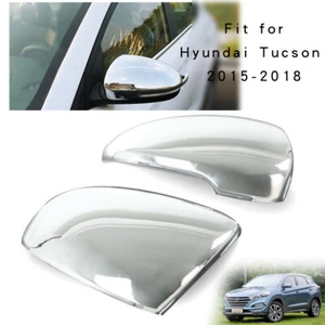 For Hyundai Tucson 2016 - 2019 2pcs Chrome Side Door Rearview Mirror Cover Trim - Picture 1 of 3