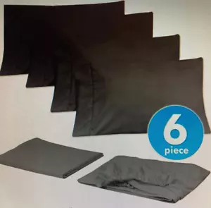 King Size Gray Bed Sheets 6 Piece 1500 Thread Count Fine Brushed Microfiber - Picture 1 of 8