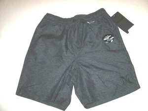 NEW Hurley sz medium gray elastic waist shorts boys youth drawstring - Picture 1 of 2