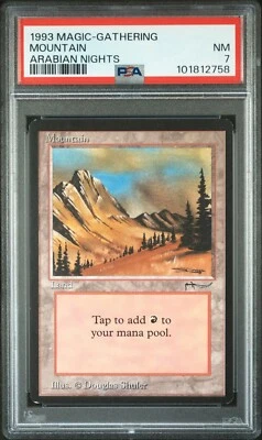 1993 Magic the Gathering Arabian Nights, Mountain, C1 rare NM PSA 7 - Image 1 of 4