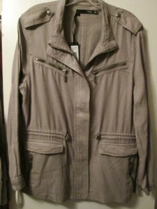 $110 Max Jeans Lt Grey "Elephant" Military Style Tencel Anorak Jacket L NWT  - Picture 1 of 8