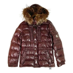 Moncler Rod Fur Trim Down Jacket Men's Wine Size 0 #EI BHA - Picture 1 of 10