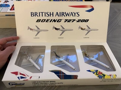 British Airways Boeing 727-200 Gemini Jets 1:400 Scale Model Aircraft - Set of 3 - Image 1 of 4
