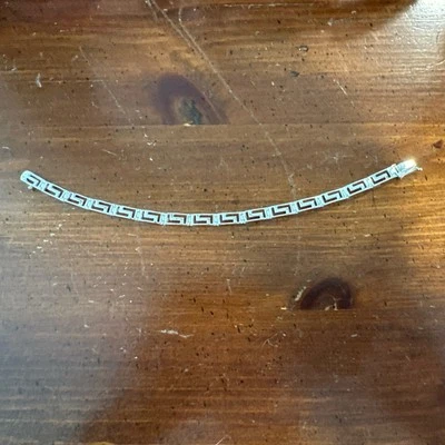 925 Sterling Silver Greek Key Link Bracelet 8" Long FAS - Image 1 of 4