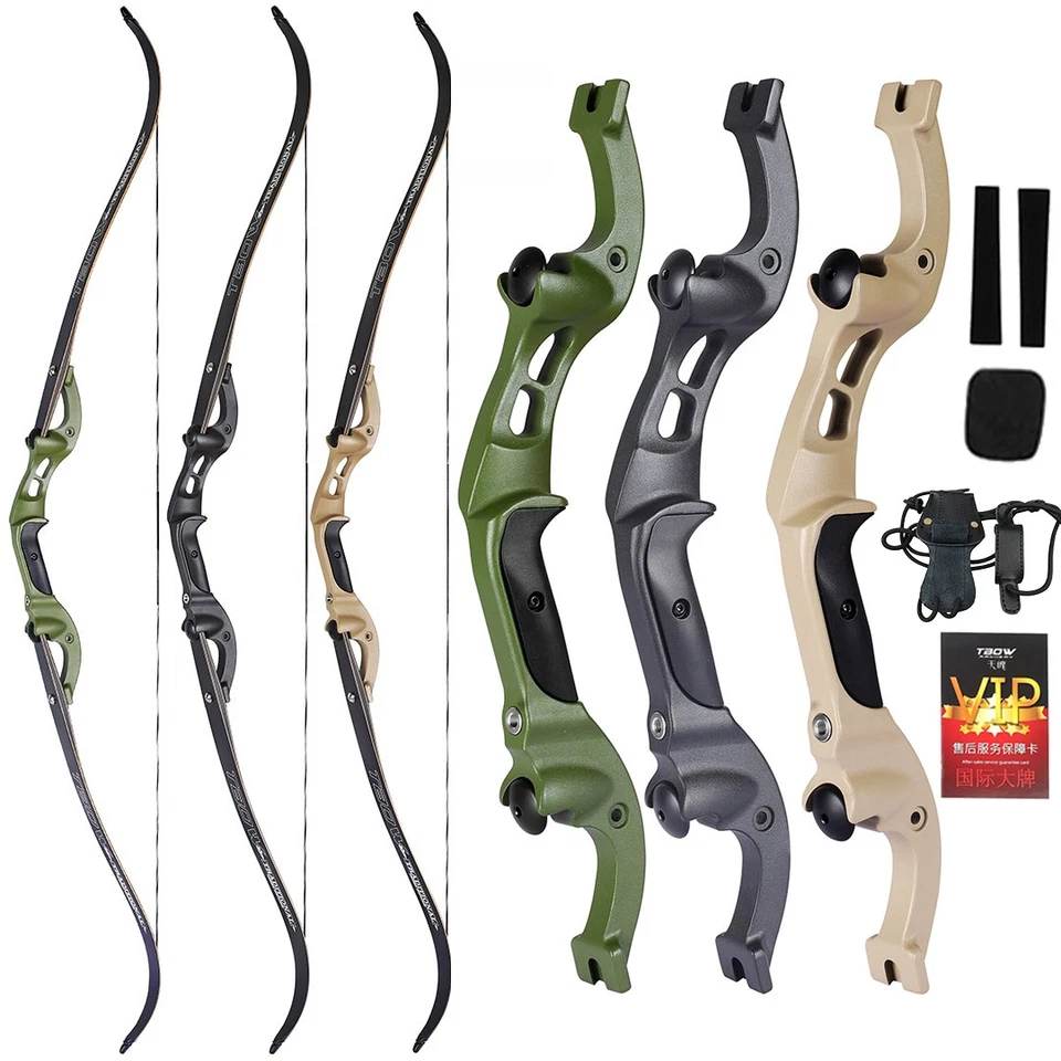 62" Recurve Bow F Interface 19" Riser 25-60lbs Limbs Archery Hunting Target H3 - Image 1 of 4