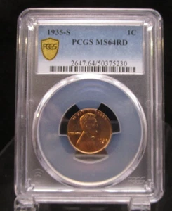 * 1935-S Lincoln Cent 1c PCGS MS64RD San Francisco Lots of Red - Picture 1 of 4