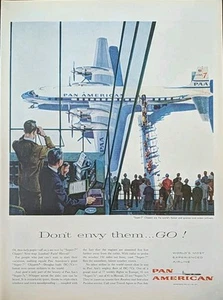 1957 Vintage Pan America Airline Print Ad, Airplane Illustration - Picture 1 of 1